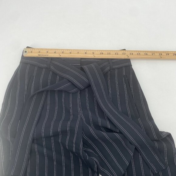 ARITZIA Wilfred Size 6 Black Striped Trousers Pants High Waist Belted - Picture 9 of 12